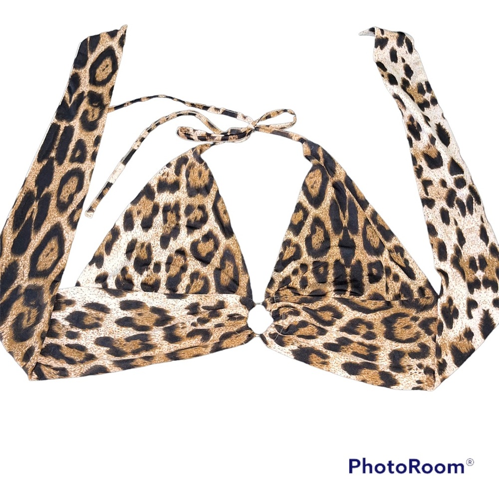 Leopard Print Backless Halter Top